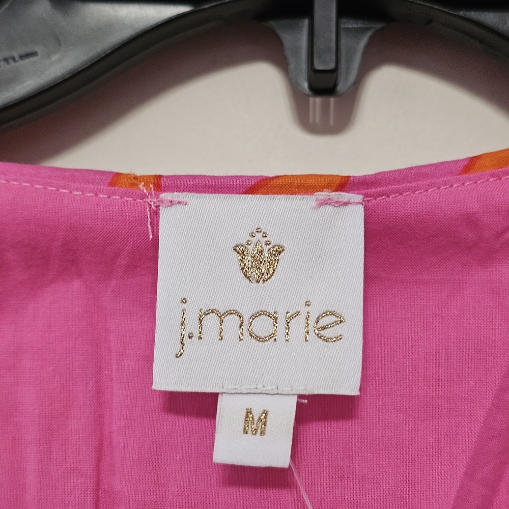 J Marie Women's Romper Medium Pink Orange Multicolor Belt Hem Wrap V-Neck 581 - Picture 10 of 16